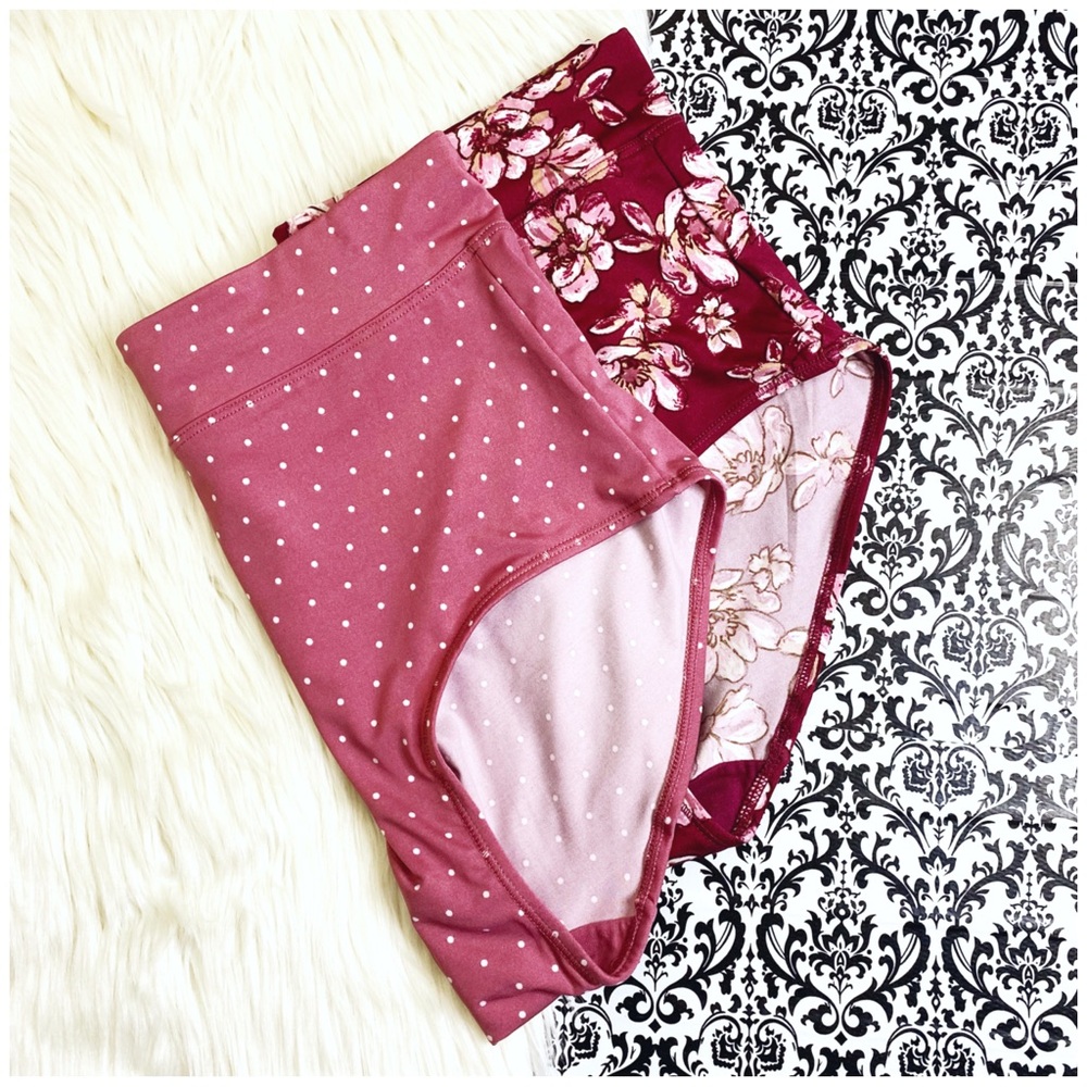 Gloria Vanderbilt size XL soft high waist polka dot floral underwear panties set